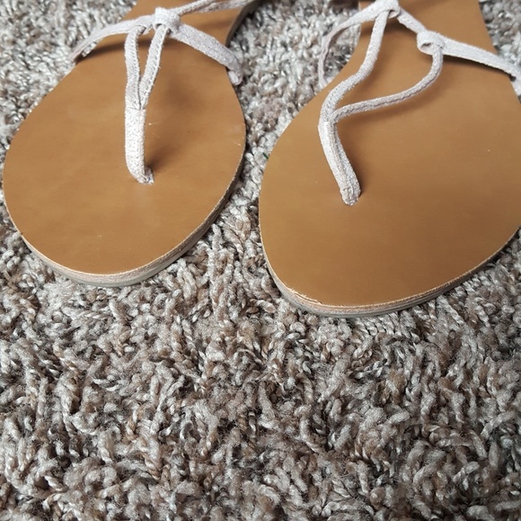 Taupe Lace Up Sandals - Picture 5 of 6